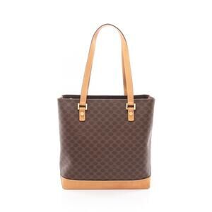 Celine Macadam Handbag Canvas Leather Brown